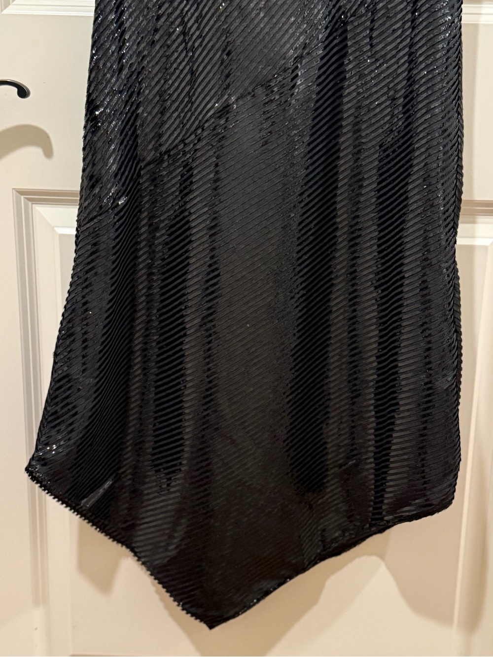 Trina Turk Geometric Dress Asymmetric Hem Metallic Stripe Black Cocktail Small - Picture 8 of 9